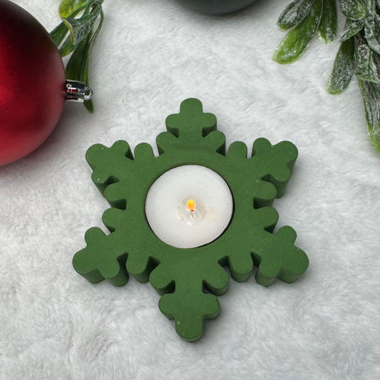 Christmas Snowflake Cement Votive Holders – Set of 2