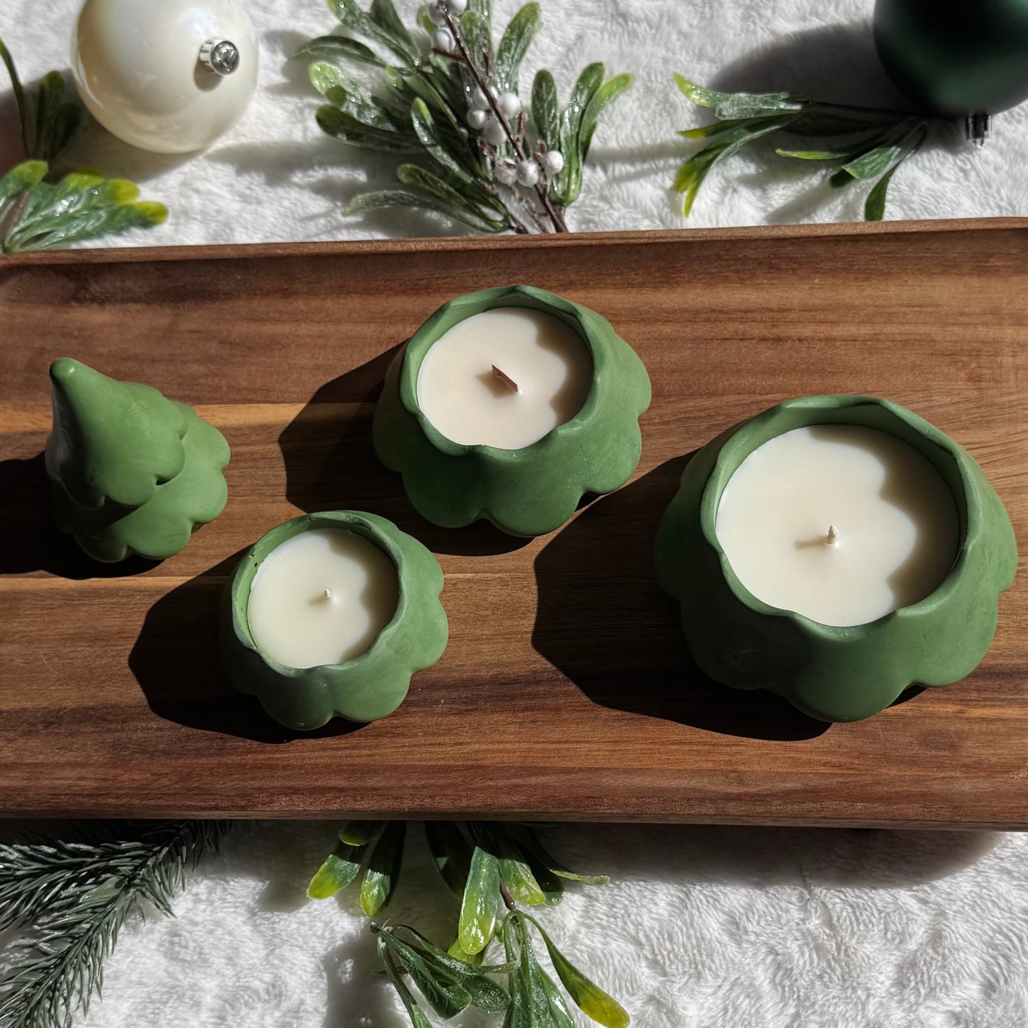 Christmas Tree Candle Trio - Stackable : Balsam Fir, Mint Mocha & Snickerdoodle