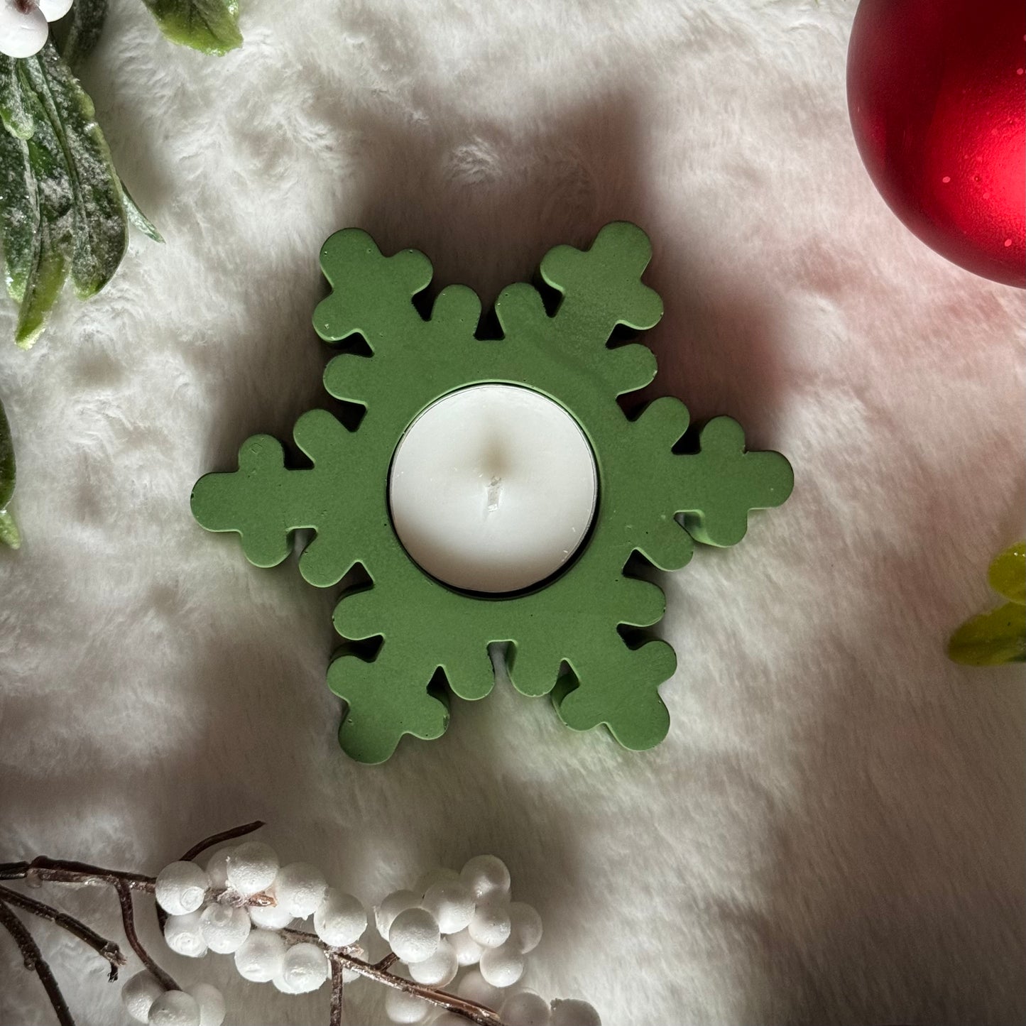Christmas Snowflake Cement Votive Holders – Set of 2