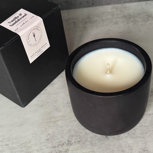 Vanilla & Sandalwood Scented Candle - Cement Jar, 9 oz