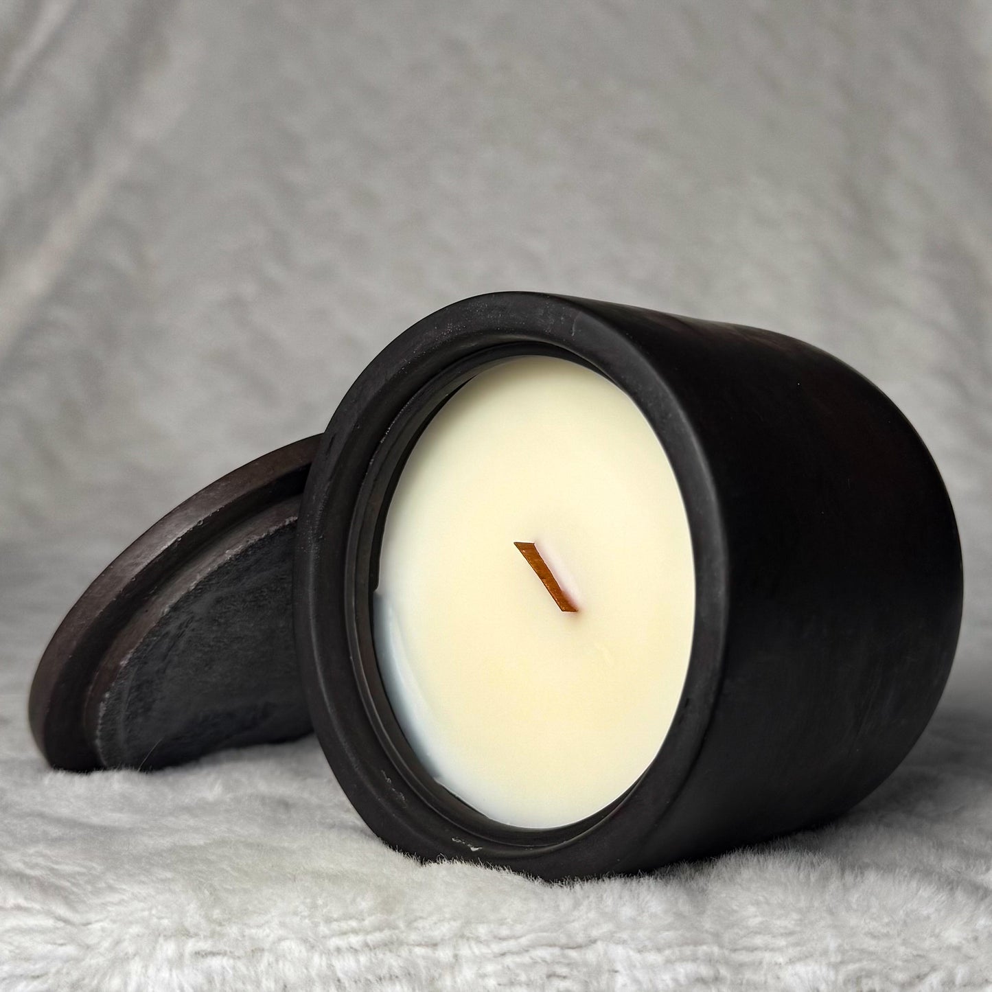 Minted Lemon Scented Wood Wick Candle - Cement Jar, 9 oz