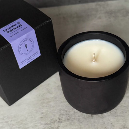 Lavender & Patchouli Scented Candle - Cement Jar, 9 oz