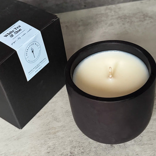 White Tea & Aloe Scented Candle - Cement Jar, 9 oz