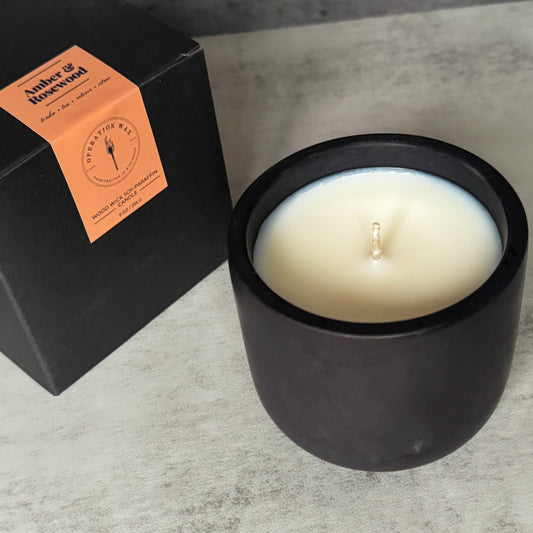 Amber & Rosewood Scented Candle - Cement Jar, 9 oz
