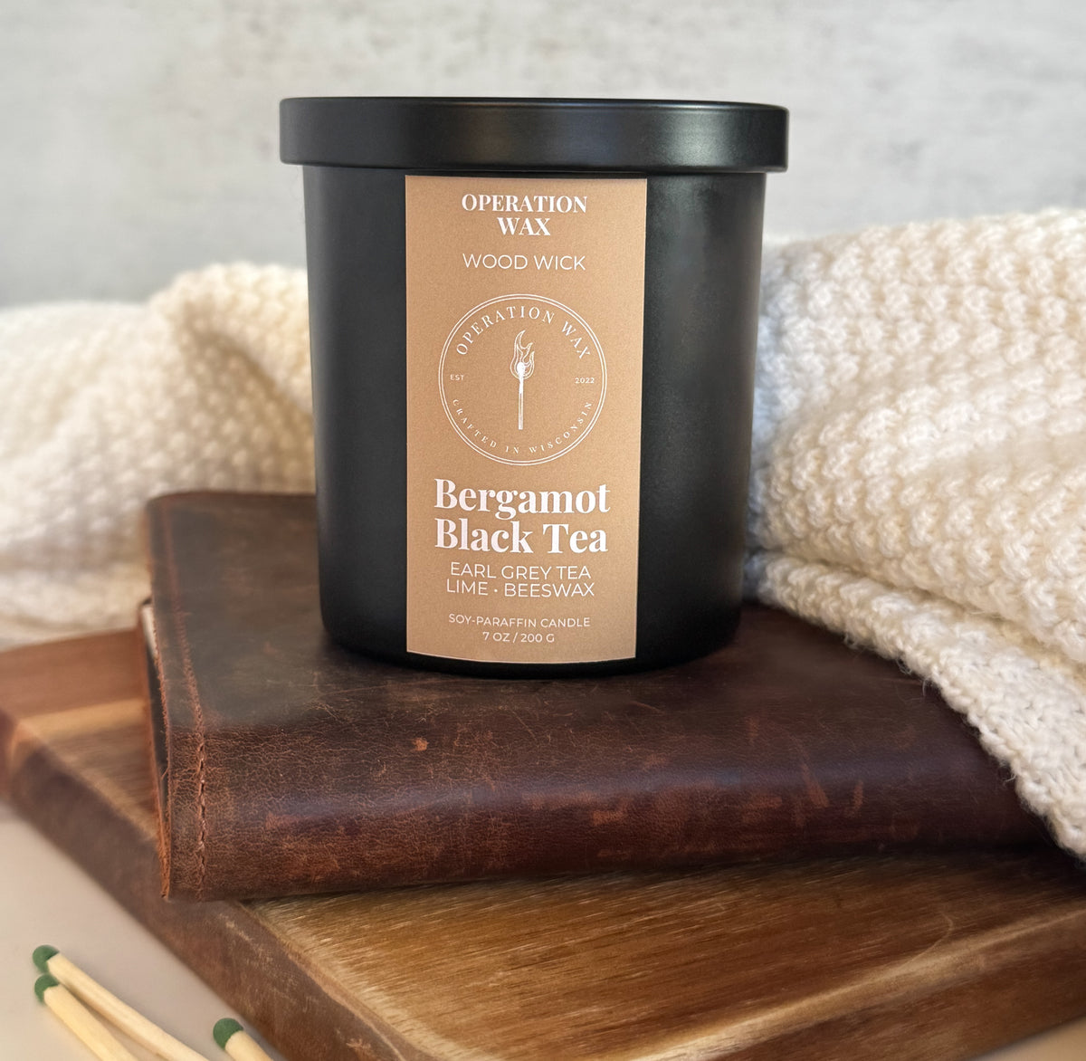 Bergamot Black Tea - Wood Wick Scented Candle