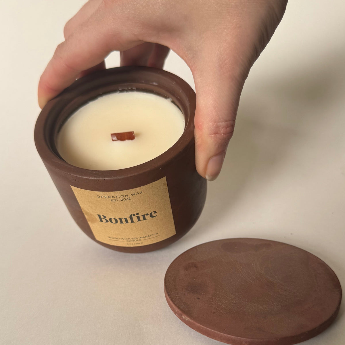 Bonfire wood wick candle - Discontinued Jar