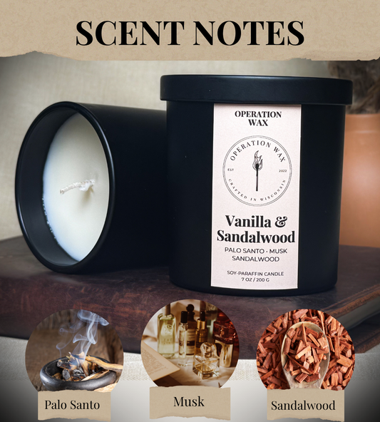 Vanilla & Sandalwood - Wood Wick Candle