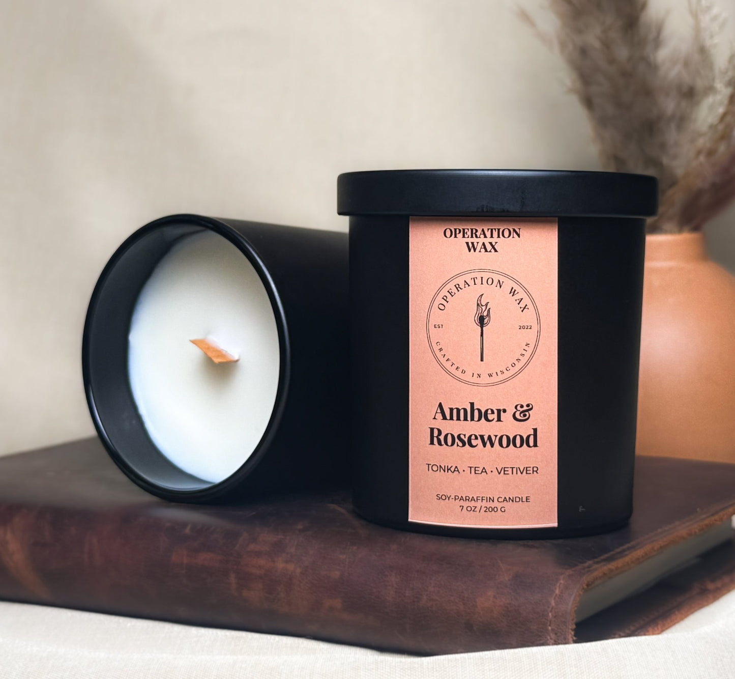 Amber & Rosewood Scented Candle - Operation Wax - Operation Wax
