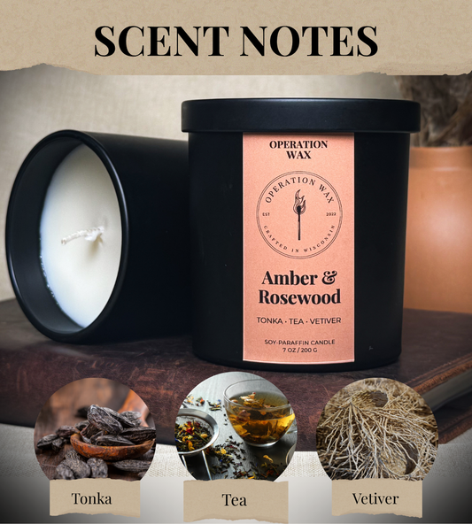Amber & Rosewood - Wood Wick Candle