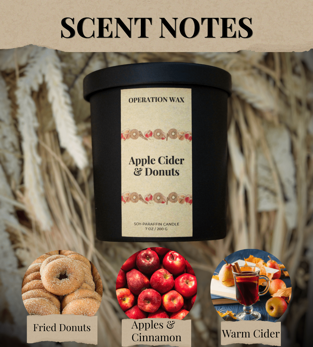 Apple Cider & Donuts - Cotton Wick Candle - Operation Wax