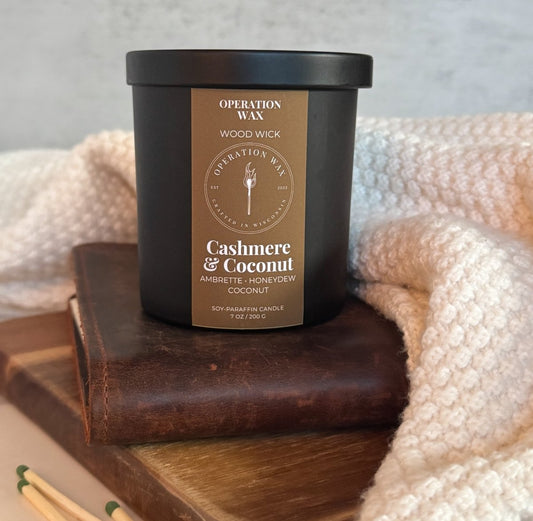 Cashmere & Coconut - Wood Wick Scented Candle - Operation Wax