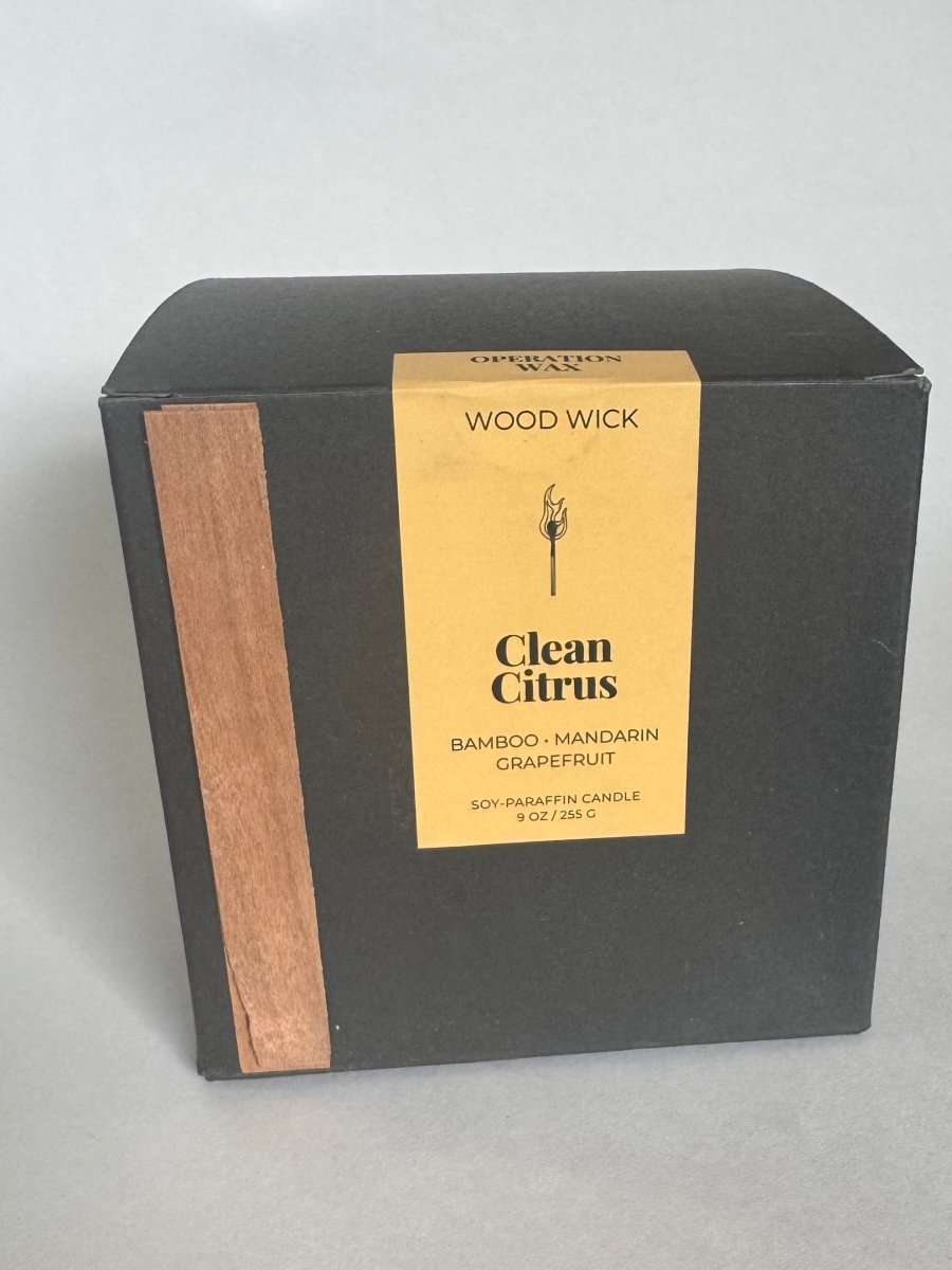 Clean citrus regular and wood wick - Discontinued Box - Operation Wax