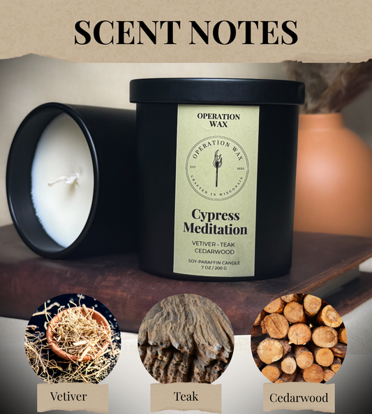 Cypress Meditation - Cotton Wick  Candle