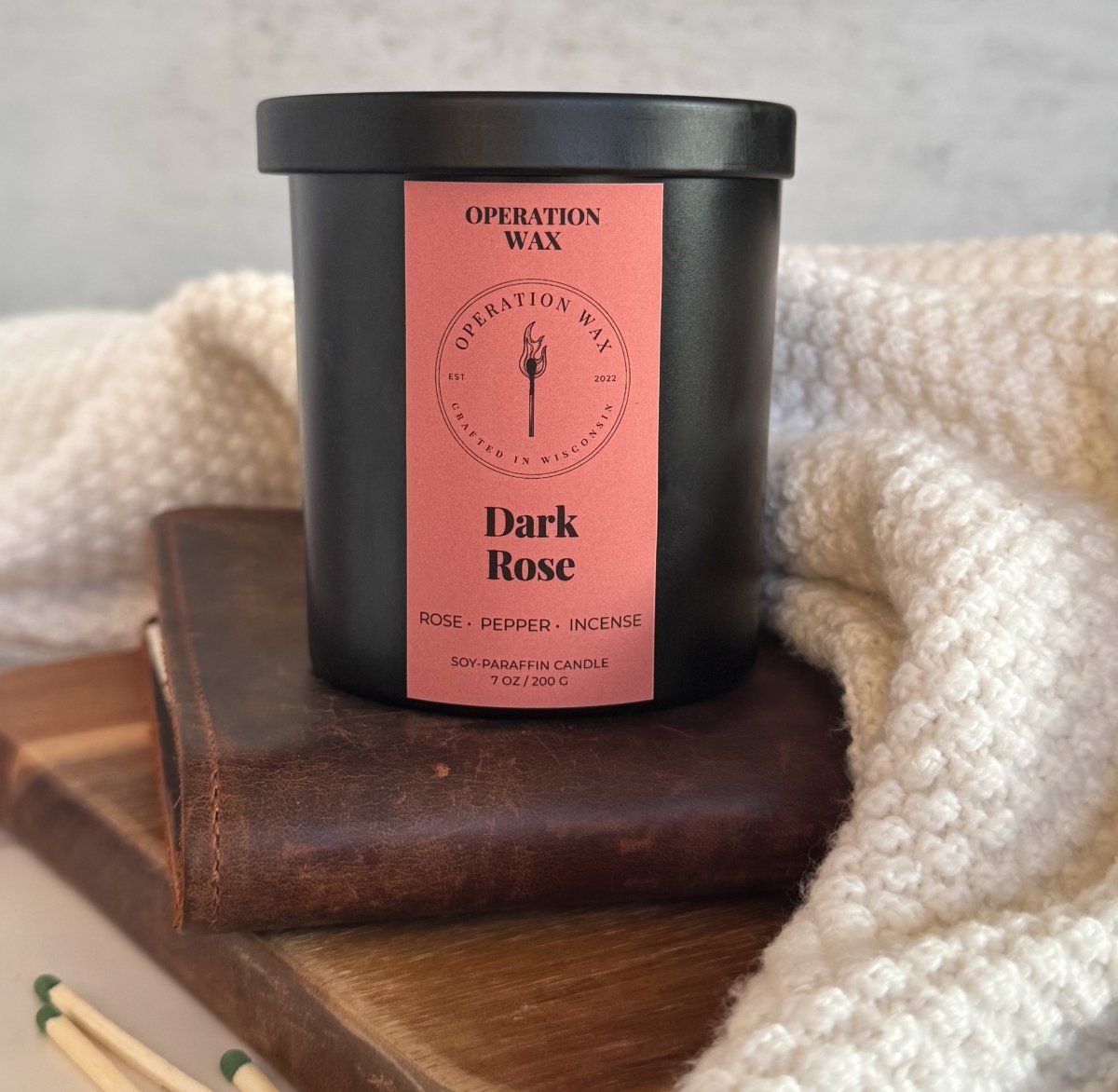 Dark Rose - Cotton Wick Scented Candle - Operation Wax