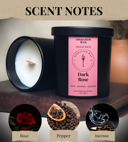 Dark Rose - Wood Wick Candle