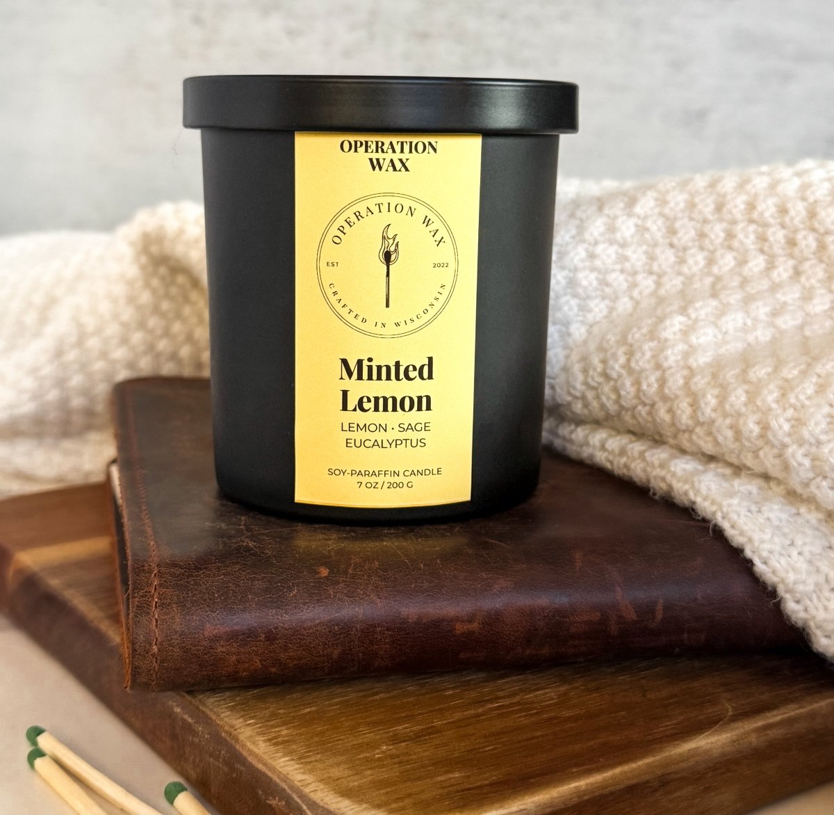 Minted Lemon - Cotton Wick Scented Candle - Operation Wax