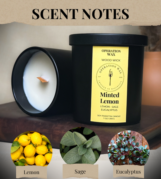 Minted Lemon - Wood Wick Candle