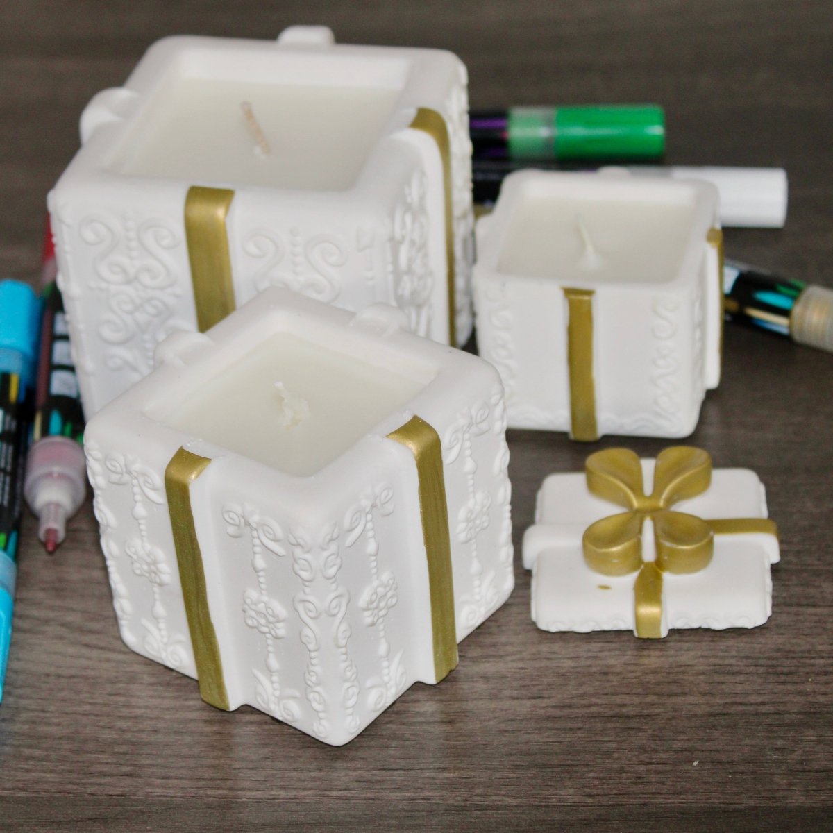 Paint Your Own Stacking Present Boxes Scented Candles - Operation Wax