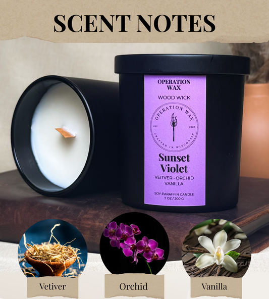 Sunset Violet - Wood Wick  Candle