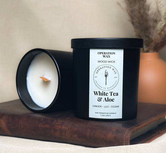White Tea & Aloe Scented Candle - Operation Wax
