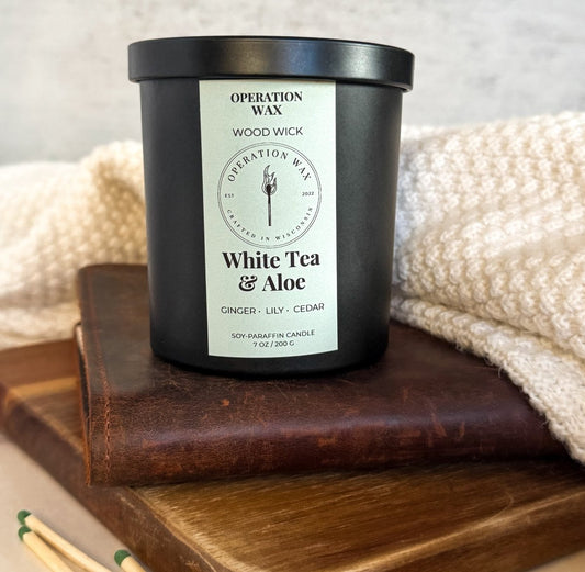 White Tea & Aloe - Wood Wick Scented Candle - Operation Wax